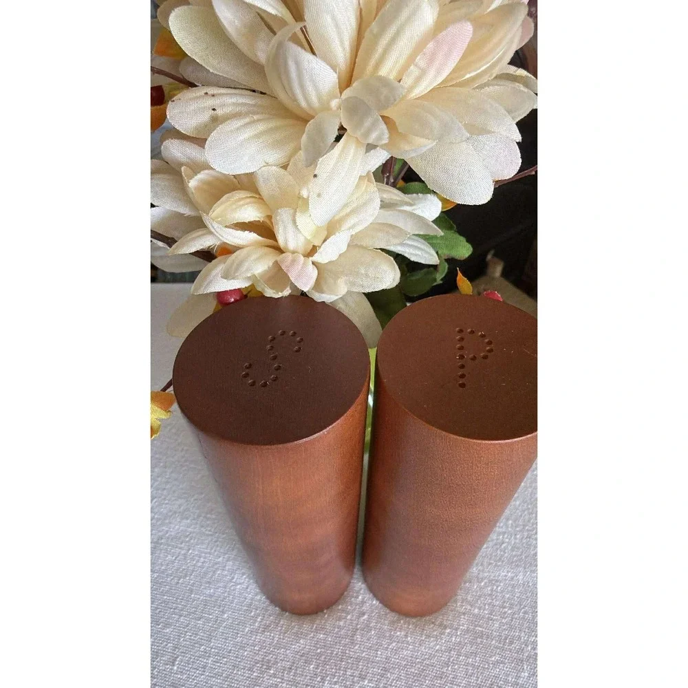 Vintage Danish Style Wood Salt & Pepper Shakers MCM Minimalist Scandinavian 6in
